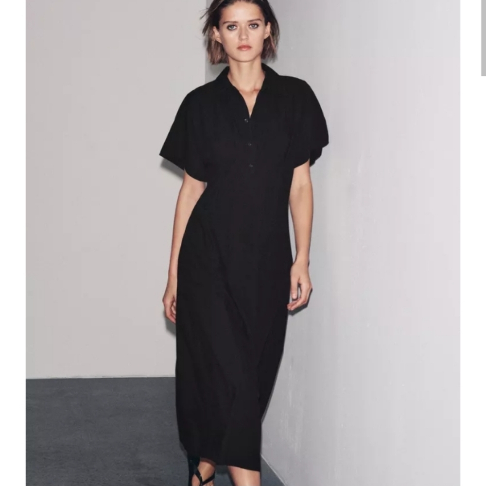 Zara ZW Collection Short Sleeve Poplin Dress